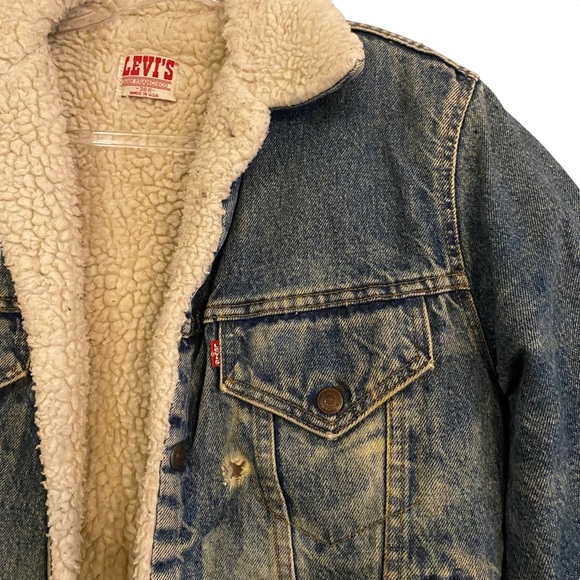 Vintage Levi’s 70s denim distressed Sherpa trucker jacket - Picture 6 of 14